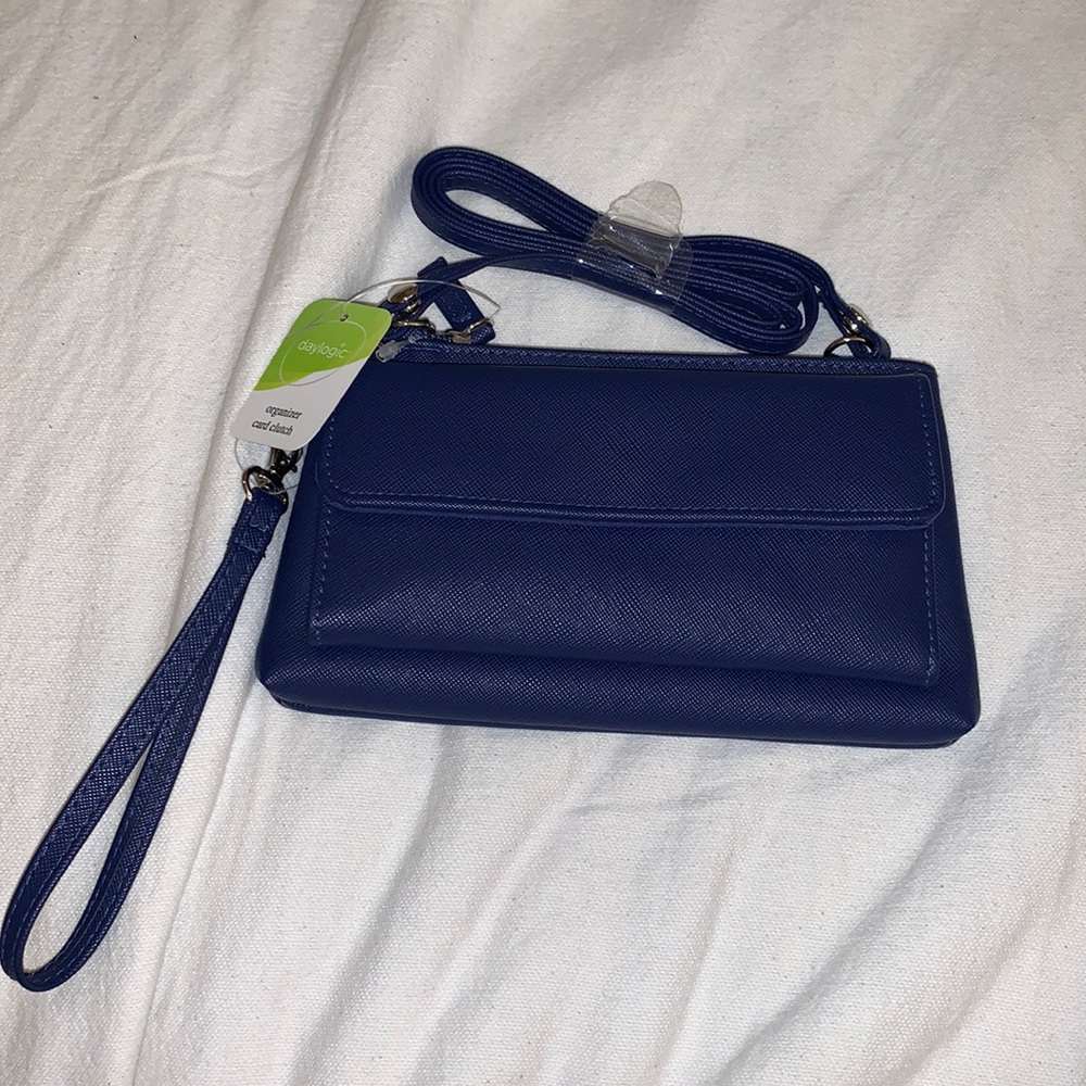 Blue wristlet crossbody wallet